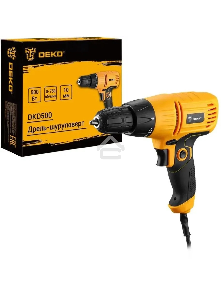 Дрель-шуруповерт Deko DKD500 083-1002, Сетевой, 500Вт, Кейс