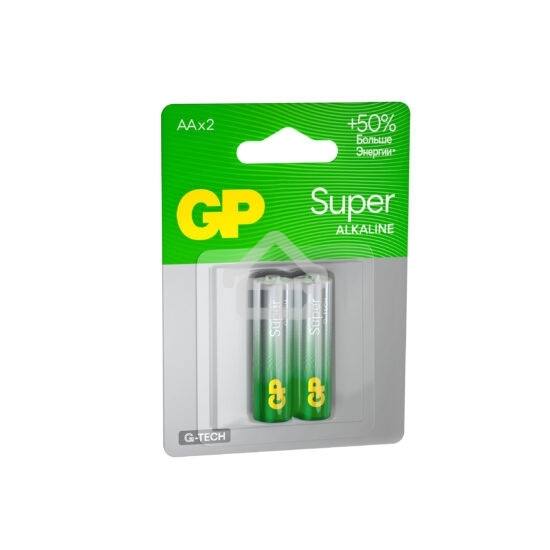 Алкалиновые батарейки GP Super Alkaline G-Tech 15А АA - 2 шт. на блистере