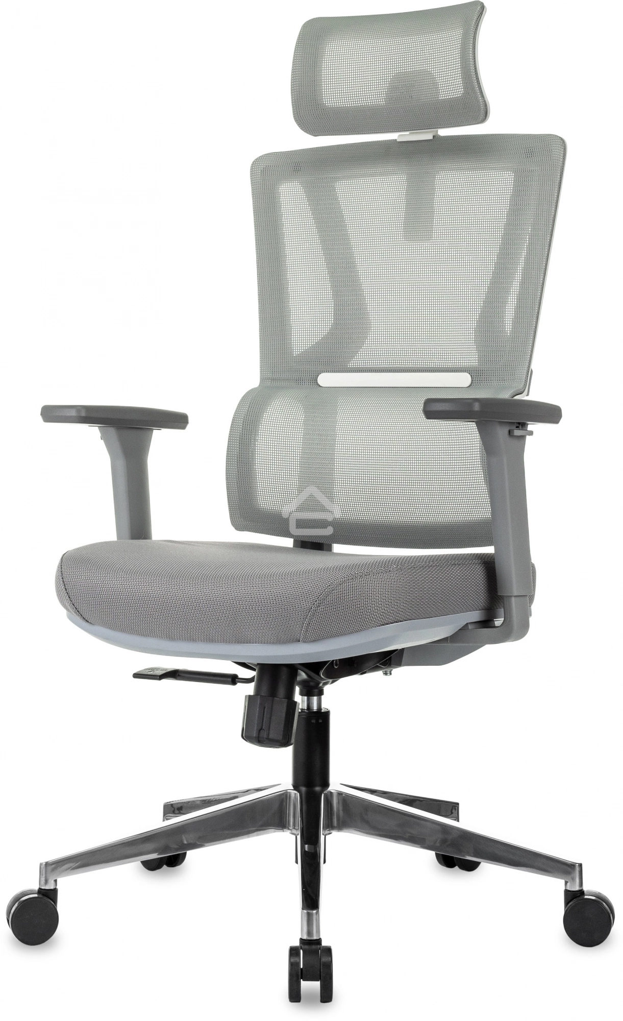 Кресло руководителя Бюрократ MC-G715N-H серый, сетка/ткань, с подголов. крестов. алюминий, пластик серый