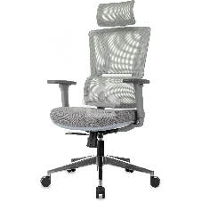 Кресло руководителя Бюрократ MC-G715N-H серый, сетка/ткань, с подголов. крестов. алюминий, пластик серый