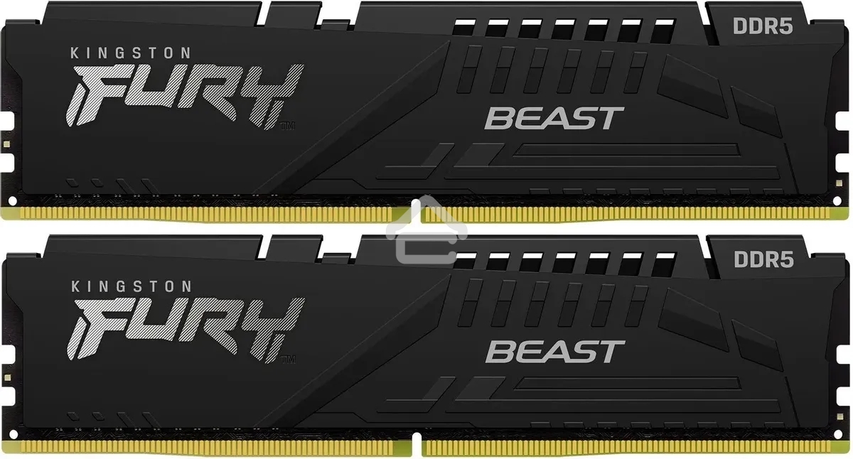Оперативная память Kingston Fury Beast, DDR5, 32GB (2x16GB), 5600MHz, CL36, DIMM, с радиаторами, черный