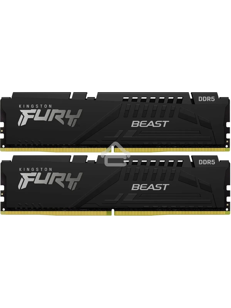 Оперативная память Kingston Fury Beast, DDR5, 32GB (2x16GB), 5600MHz, CL36, DIMM, с радиаторами, черный