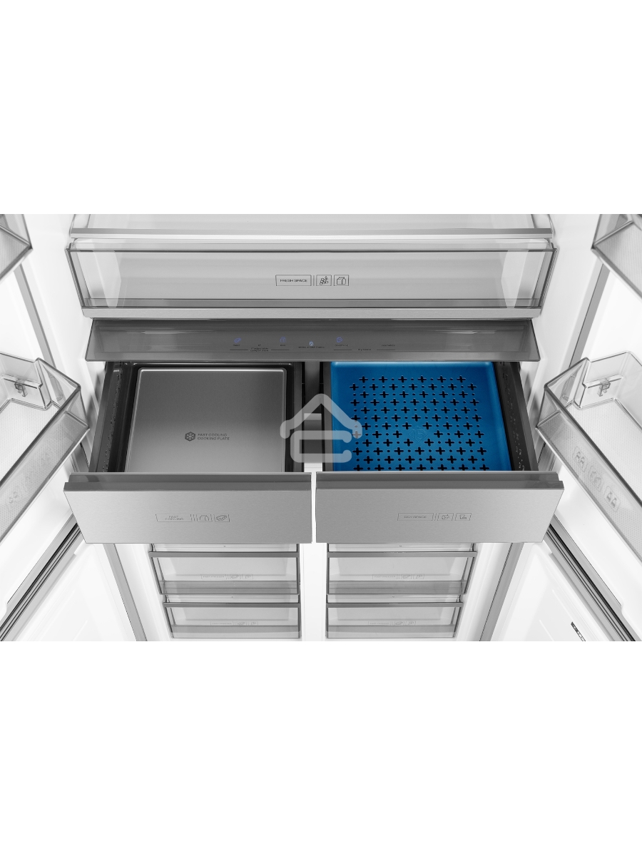 Холодильник Weissgauff WCD 590 NoFrost Inverter Premium Biofresh Blue Glass синий трёхкамерный 359/180 л морозилка снизу