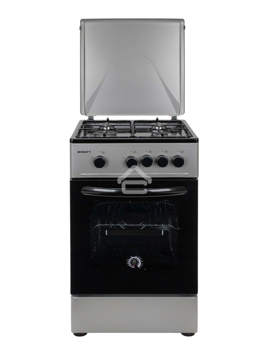 Плита газовая Kraft KF-FSK5301GS серый, конфорок 4 газовых, духовка 58 л, 50 см x 85.5 см x 55.6 см