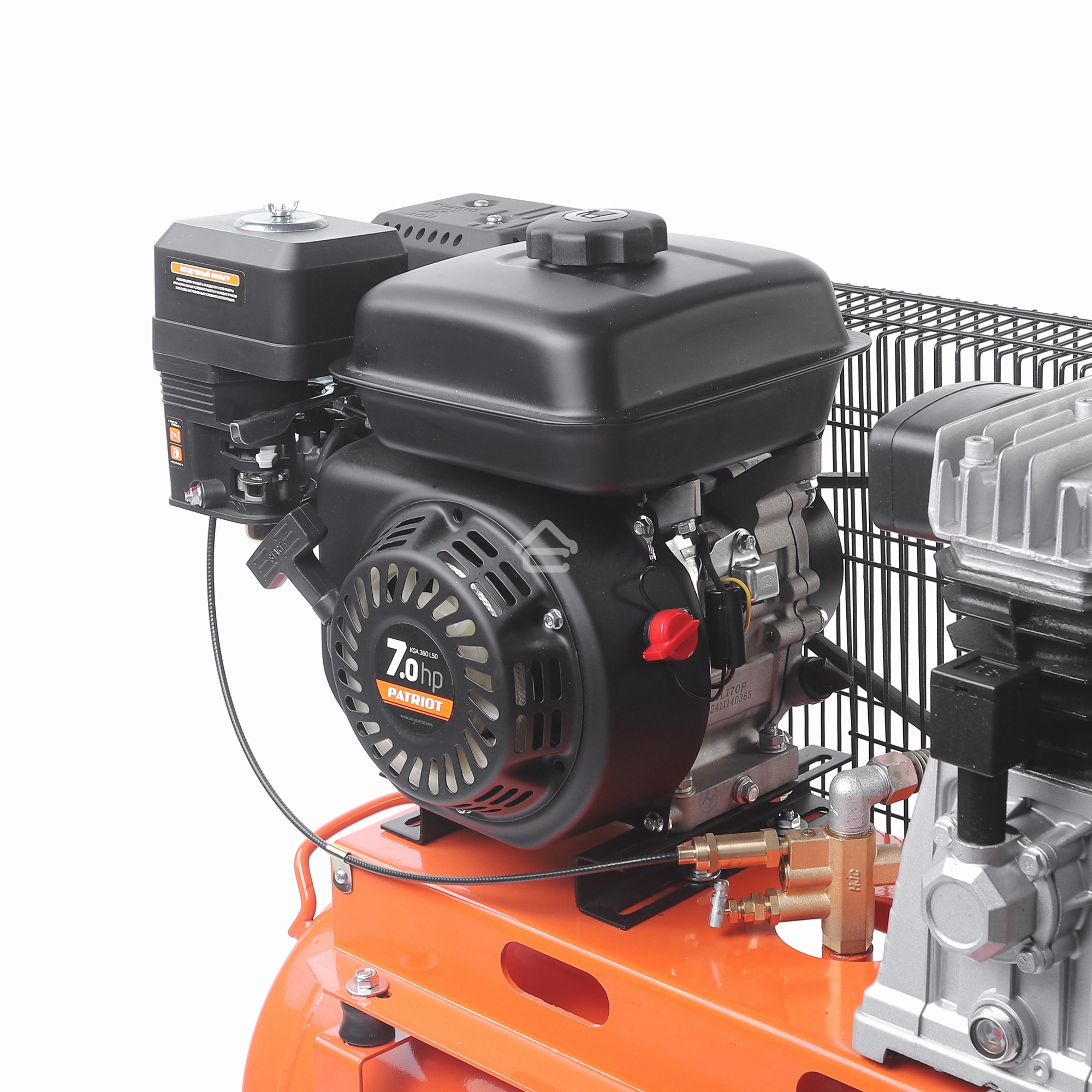 Компрессор Patriot бензиновый KGA 360 L50 - 360 л/мин, 10 бар, 50 л, 7 лс, быстросъем и 