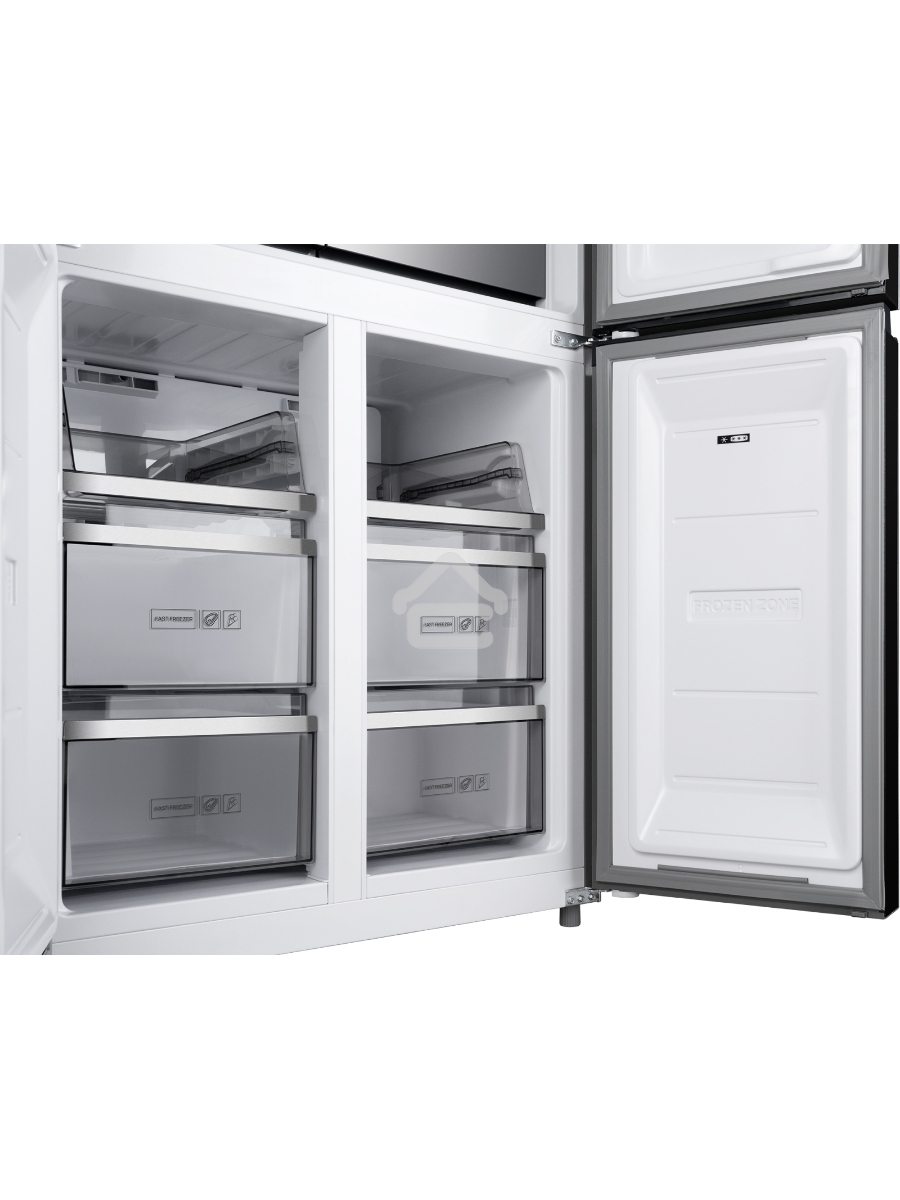 Холодильник Weissgauff WCD 590 NoFrost Inverter Premium Biofresh Blue Glass синий трёхкамерный 359/180 л морозилка снизу