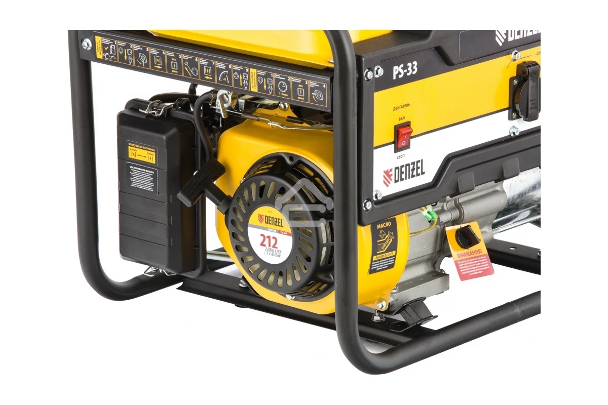 Электрогенератор бензиновый Denzel PS 33, 3.3 кВт, 85 дБ, 41 кг
