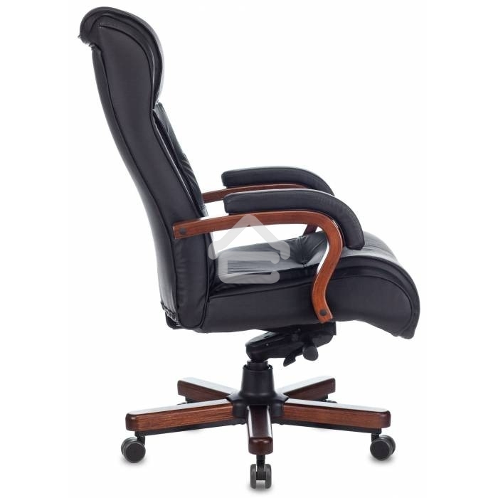 Кресло руководителя Бюрократ T-9926WALNUT черный, кожа, крестовина металл/дерево