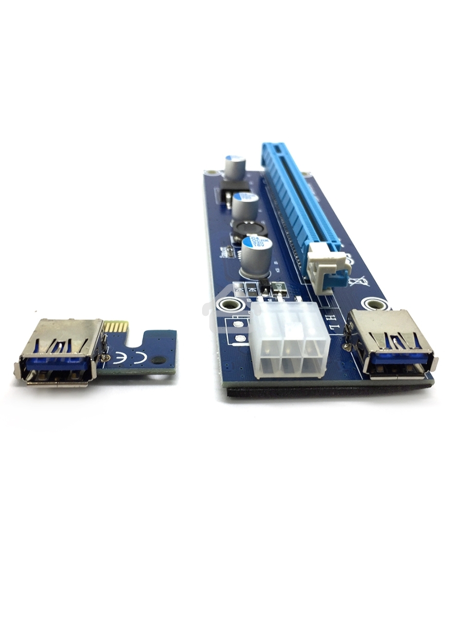 Переходник/удлинитель Espada USB Riser card PCI-E x1 Male to PCI-E x16 Female с питанием 6Pin, EpciEkit, в комплекте кабель usb 3.0