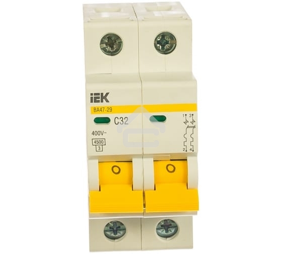 Выключатель автоматический модульный 2п C 32А 4.5кА ВА47-29 ИЭК MVA20-2-032-C