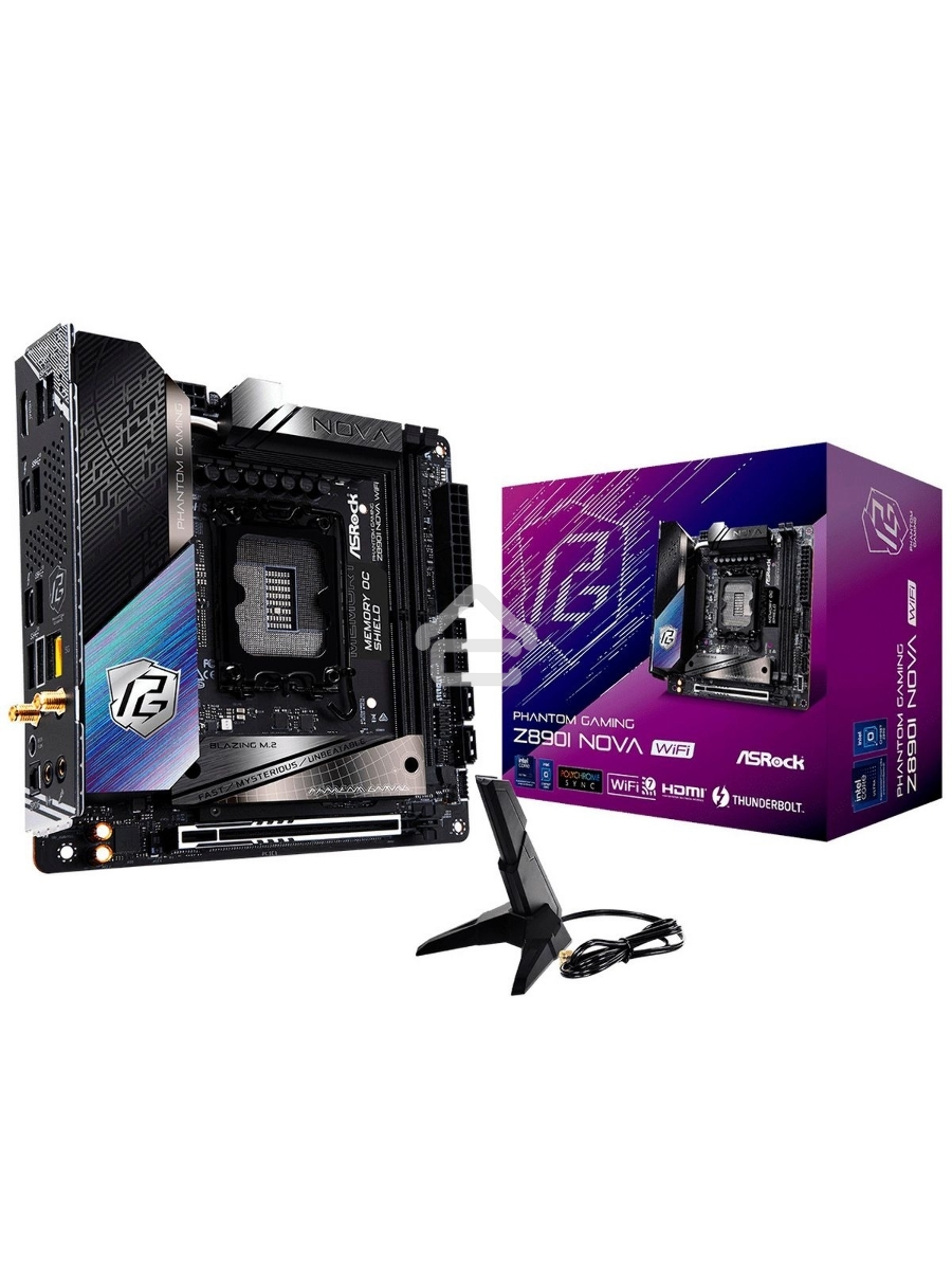 Материнская плата ASRock Z890I Nova WiFi, LGA 1851, Intel Z890, 2xDDR5, 2xSATA, 3xM.2, 1xPCIe 5.0 x16, 2xThunderbolt 4 Type-C, 6xUSB 3.2 Gen2, 2xUSB 3.2 Gen1, 2xUSB 2.0, 1xRJ-45, 1x5Gb LAN, 7.1, Mini-ITX