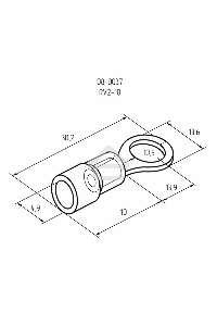 Наконечник кольцевой REXANT изолированный ø 10.5 мм 1.5-2.5 мм² (НКи 2.5-10) синий (10шт./уп.)