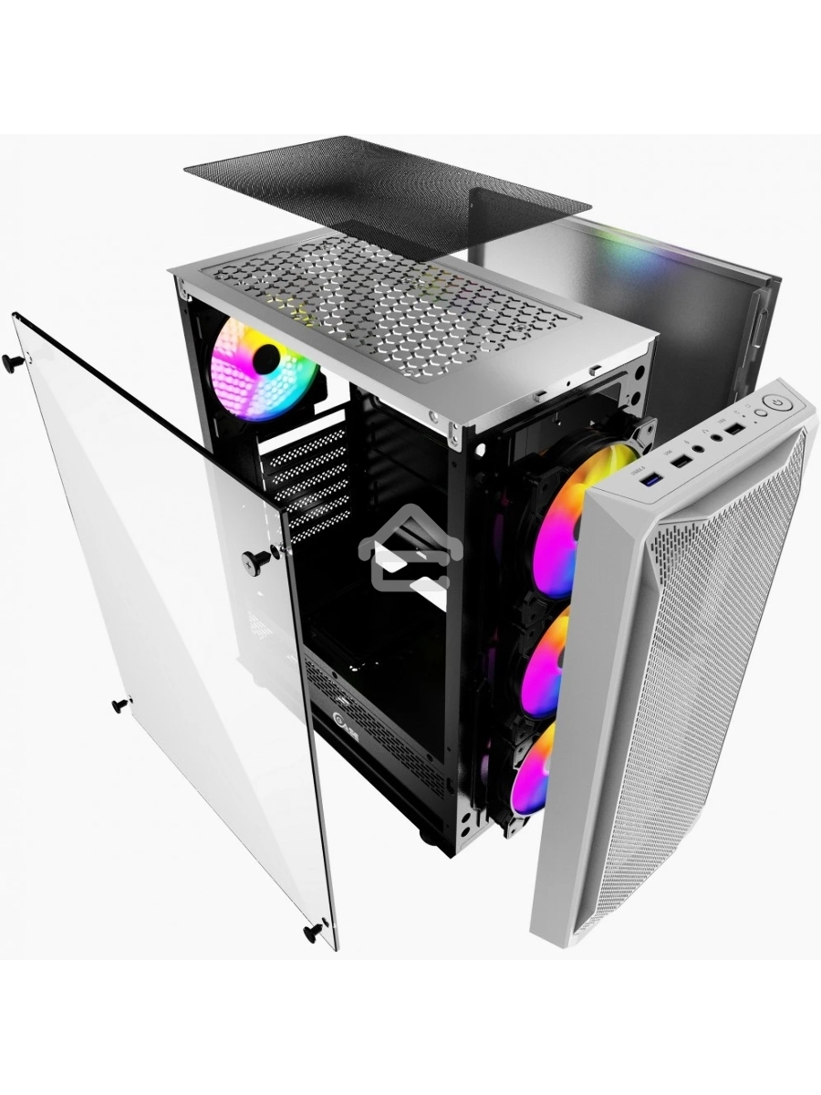 Компьютерный корпус Powercase Mistral Z4 White, Tempered Glass, Mesh, 4x 120mm 5-color LED fan, белый, ATX (CMIZW-L4)