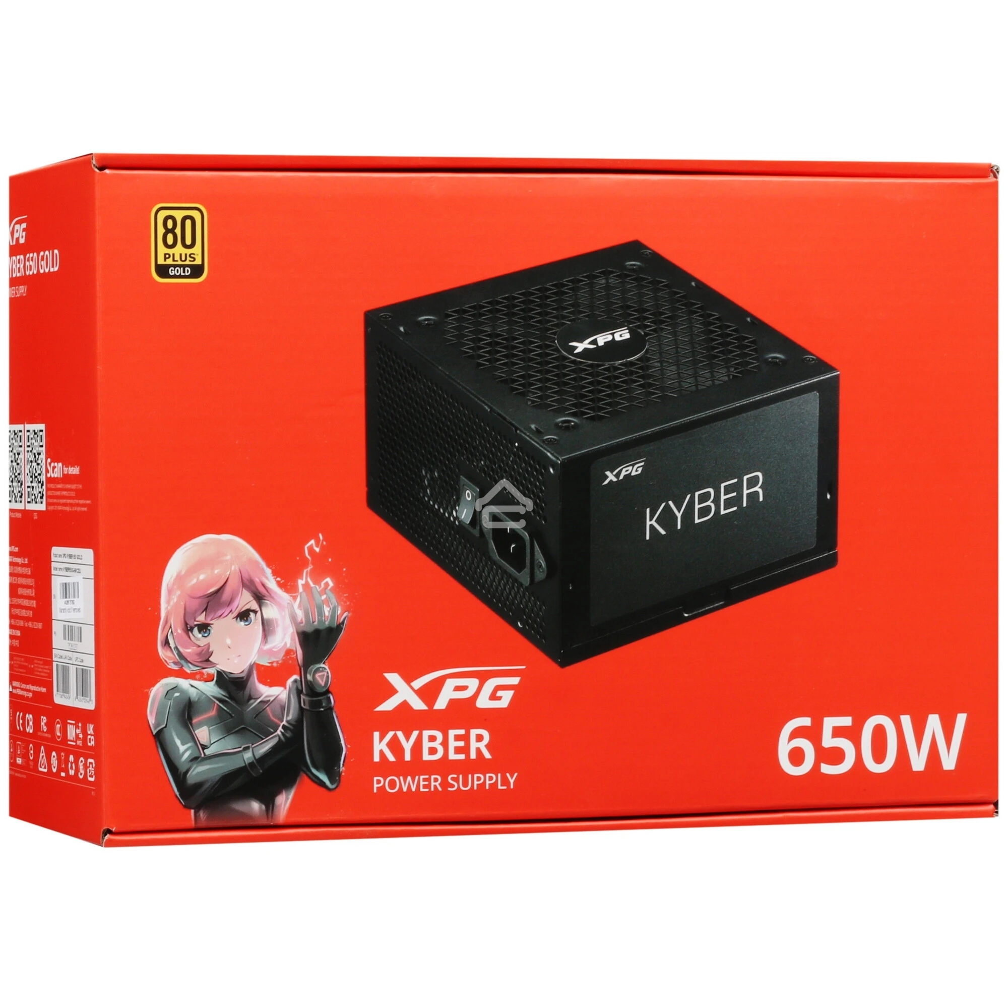 Блок питания ADATA XPG KYBER 650 RTL (KYBER650G-BKCEU), 650Вт, 80 PLUS Gold, 120мм, черный