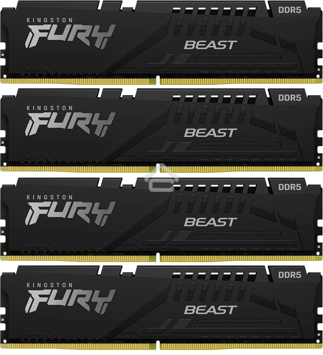 Оперативная память Kingston Fury Beast, DDR5, 64Gb (4x16GB), 6000MHz, CL40, DIMM, с радиаторами, черный