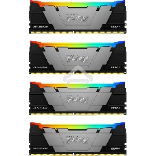 Оперативная память Kingston Fury Renegade, DDR4, 32Gb (4x8GB), 3200MHz, CL16, DIMM, с радиаторами, RGB, серебристый/черный