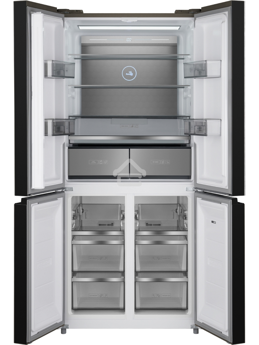 Холодильник Weissgauff WCD 590 NoFrost Inverter Premium Biofresh Blue Glass синий трёхкамерный 359/180 л морозилка снизу