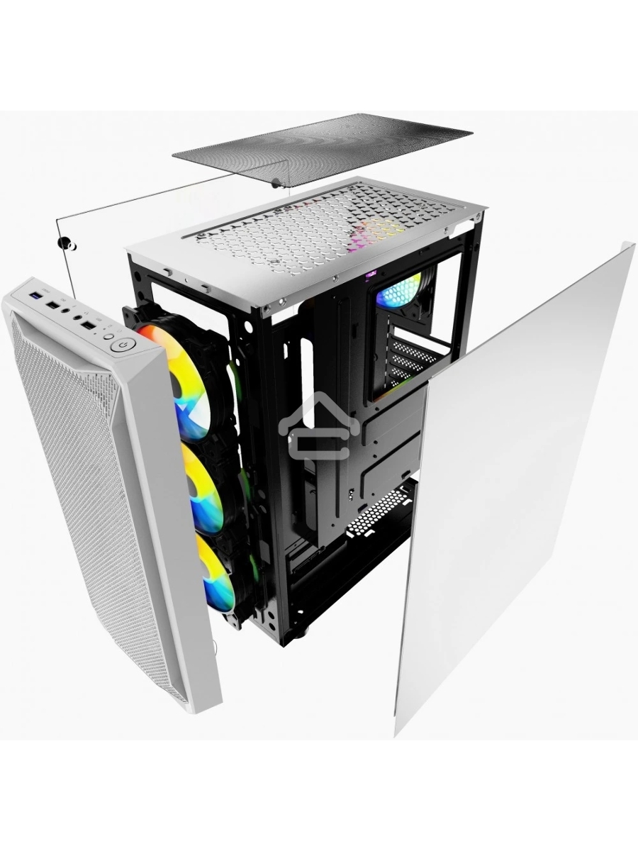 Компьютерный корпус Powercase Mistral Z4 White, Tempered Glass, Mesh, 4x 120mm 5-color LED fan, белый, ATX (CMIZW-L4)