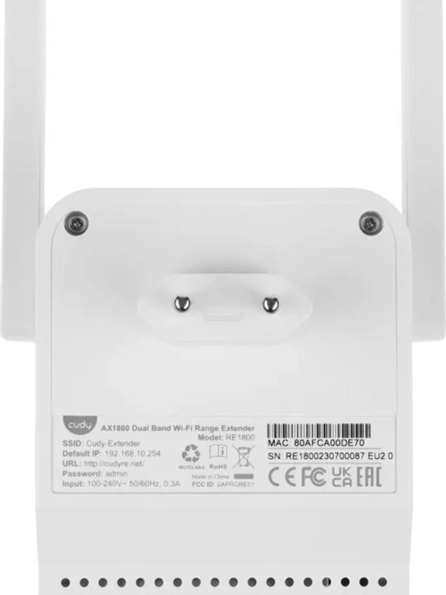 Повторитель беспроводного сигнала Cudy RE1800 AX1800 10/100/1000BASE-TX/Wi-Fi белый