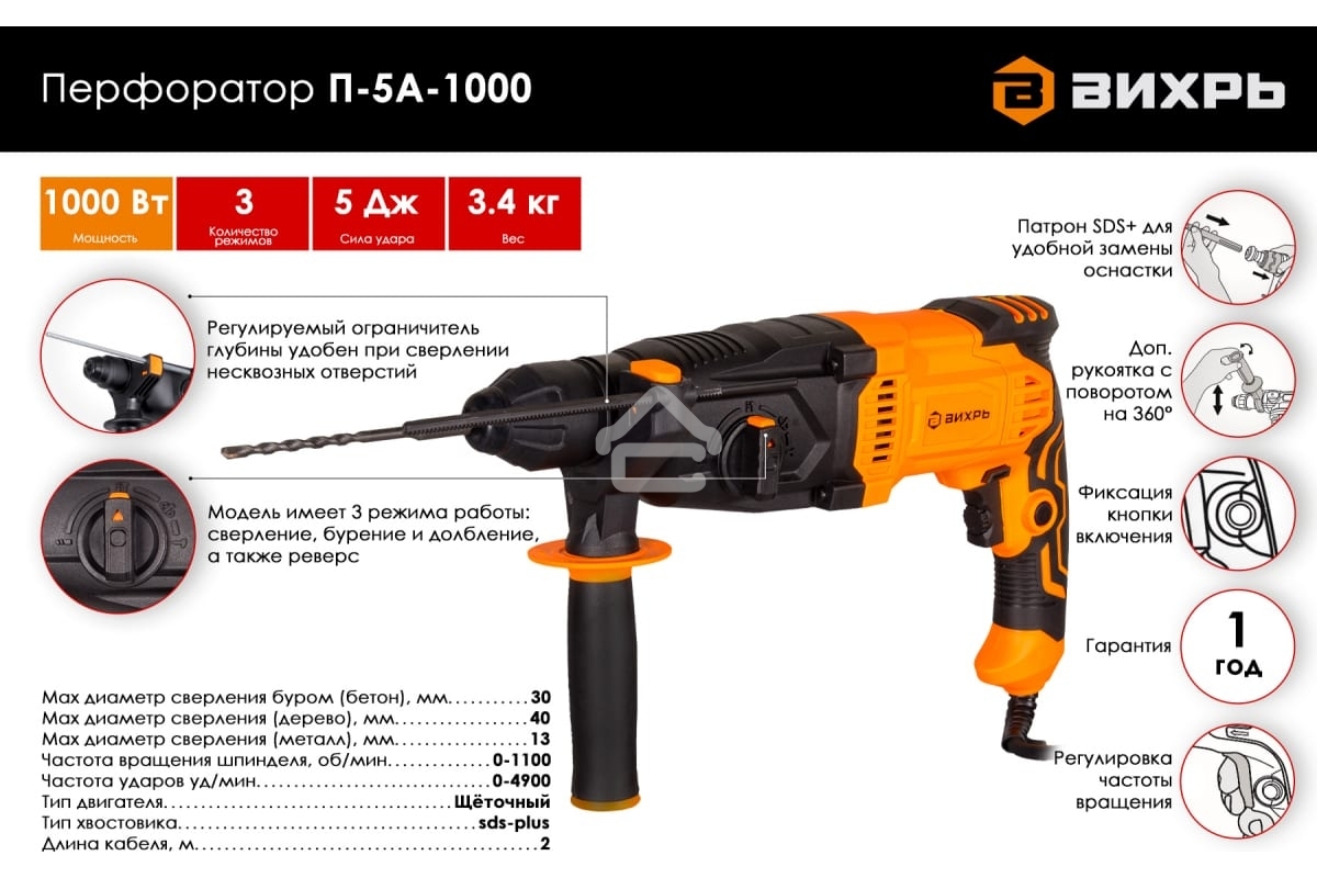 Перфоратор Вихрь П-5А-1000