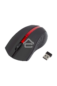 Мышь беспроводная HIPER HOMW-073 черный/красный, 1000 dpi, радиоканал, USB, кнопки - 3