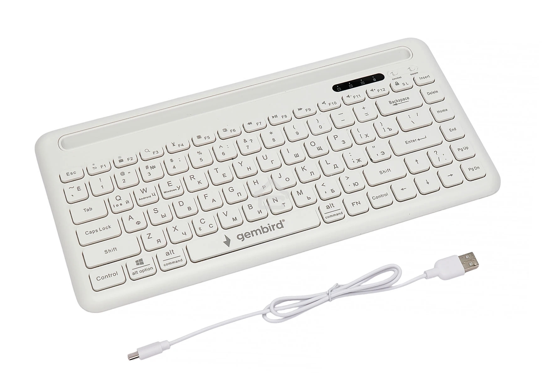 Клавиатура беспроводная Gembird KBW-8, 84кл, подставка для телефона, BT 5.1, белая