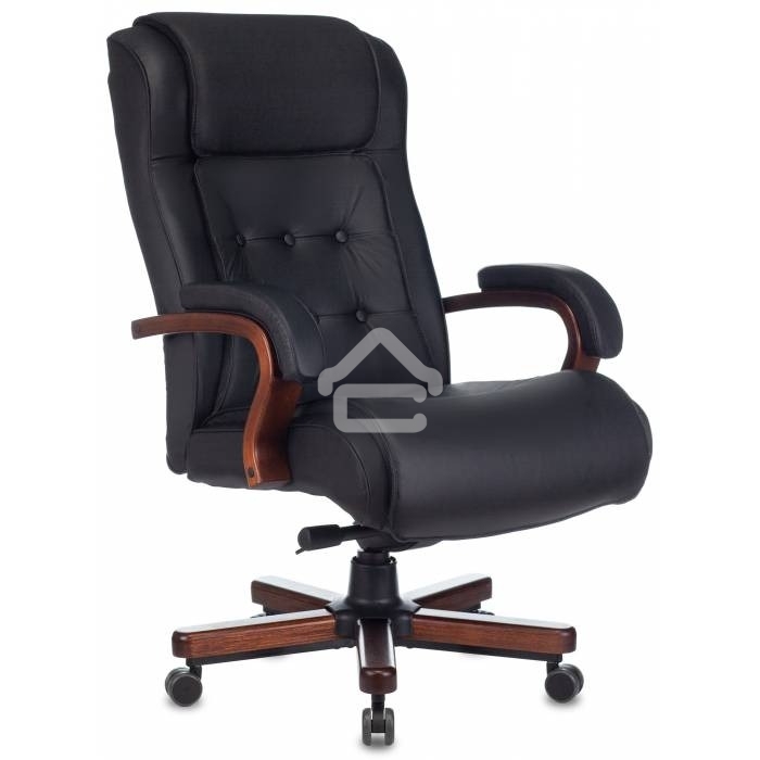 Кресло руководителя Бюрократ T-9926WALNUT черный, кожа, крестовина металл/дерево