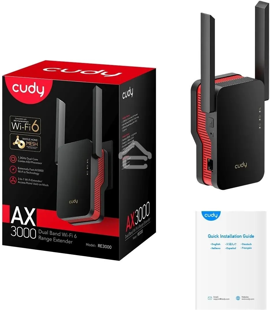 Повторитель беспроводного сигнала Cudy RE3000 AX3000 Wi-Fi черный