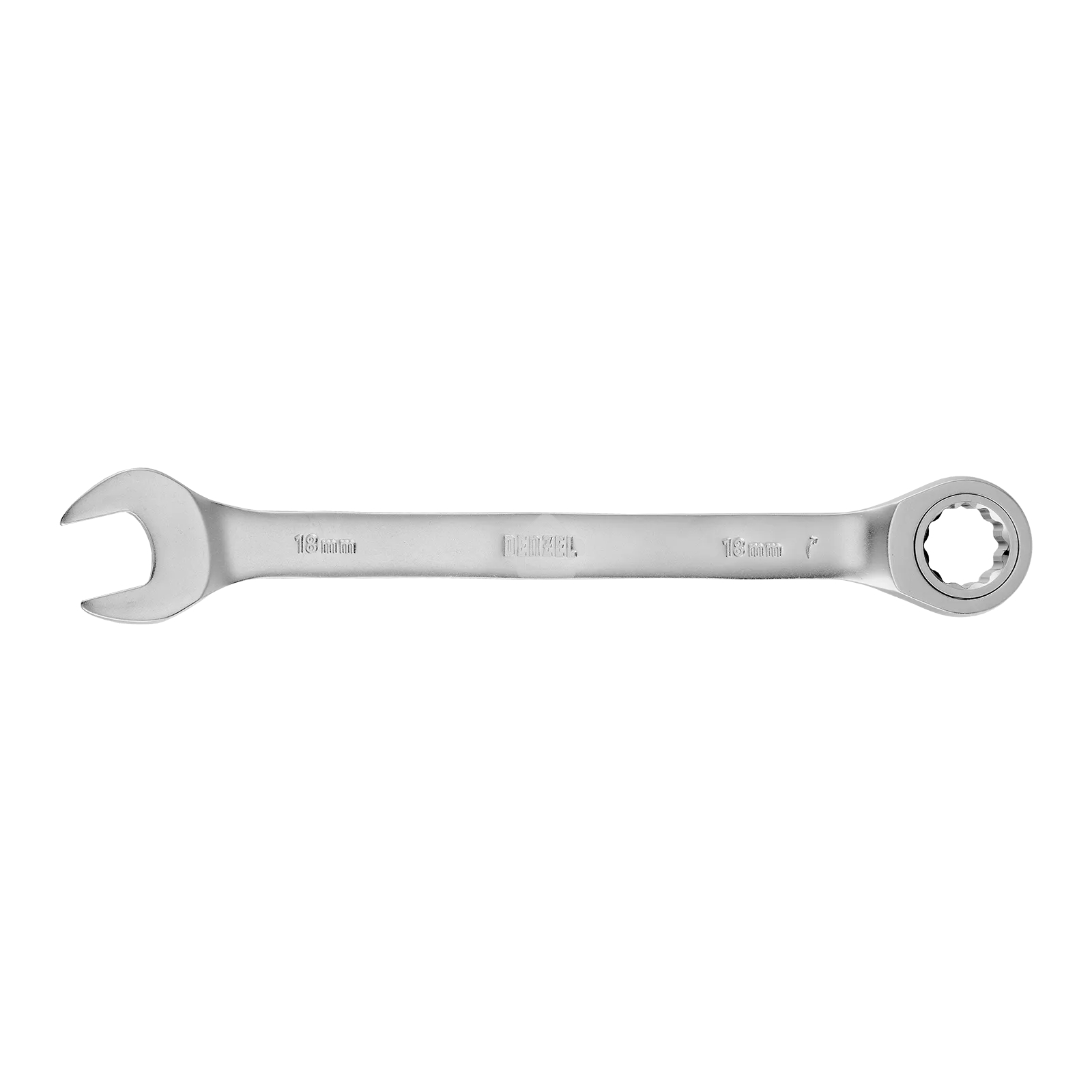 Ключ комбинированный трещоточный Denzel 14712 18 мм, CrV, матовый хром