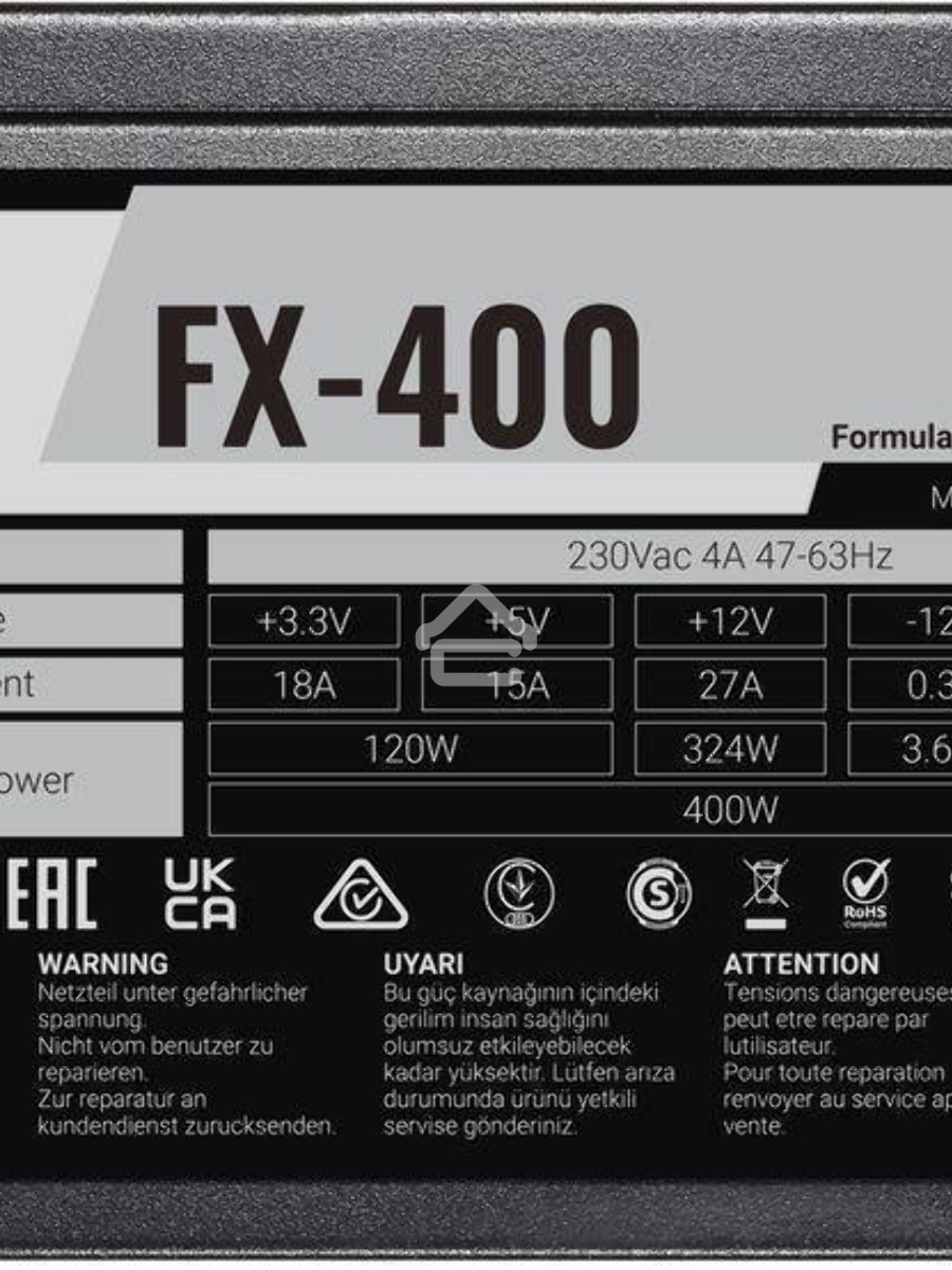 Блок питания Aerocool / Formula FX-400 RTL, 400Вт, 120мм, черный
