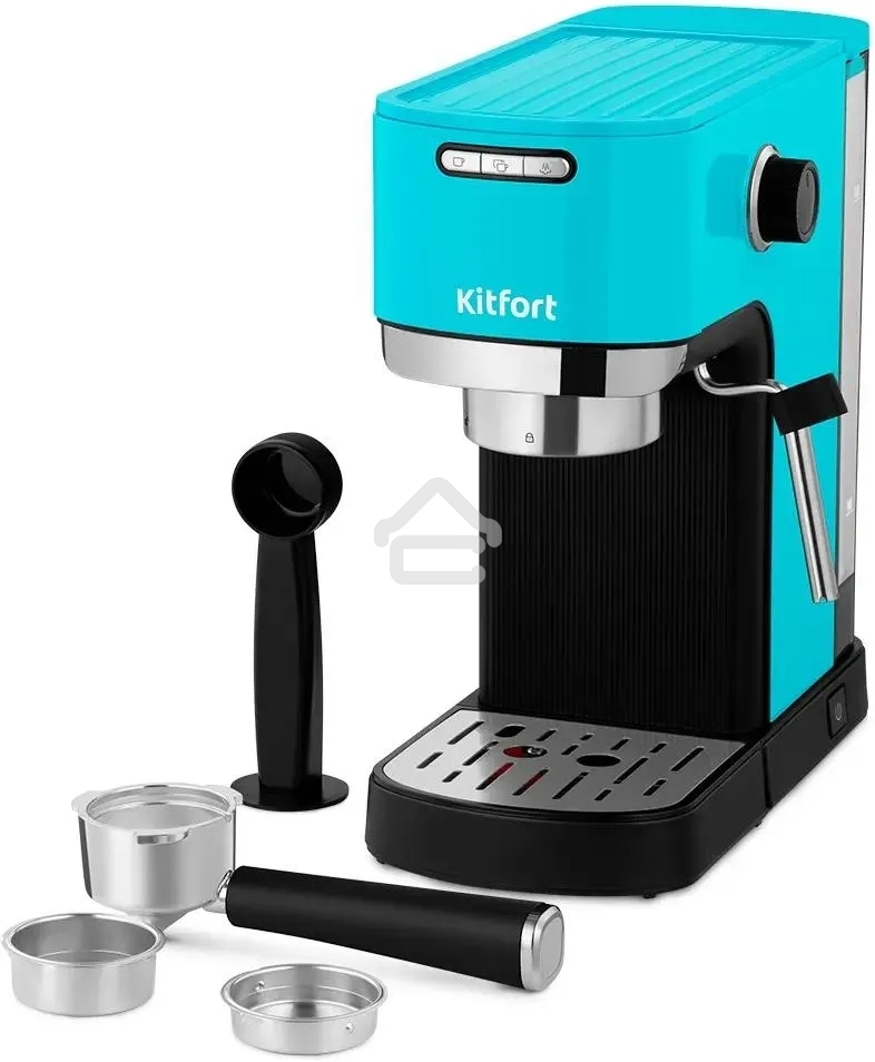 Кофеварка рожковая Kitfort КТ-7461 бирюзовый/черный, исп. кофе - молотый, 1.2 л, 1350 Вт, 20 бар