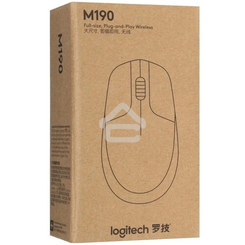 Мышь беспроводная Logitech M190 черный, 1000 dpi, радиоканал, USB, кнопки - 3
