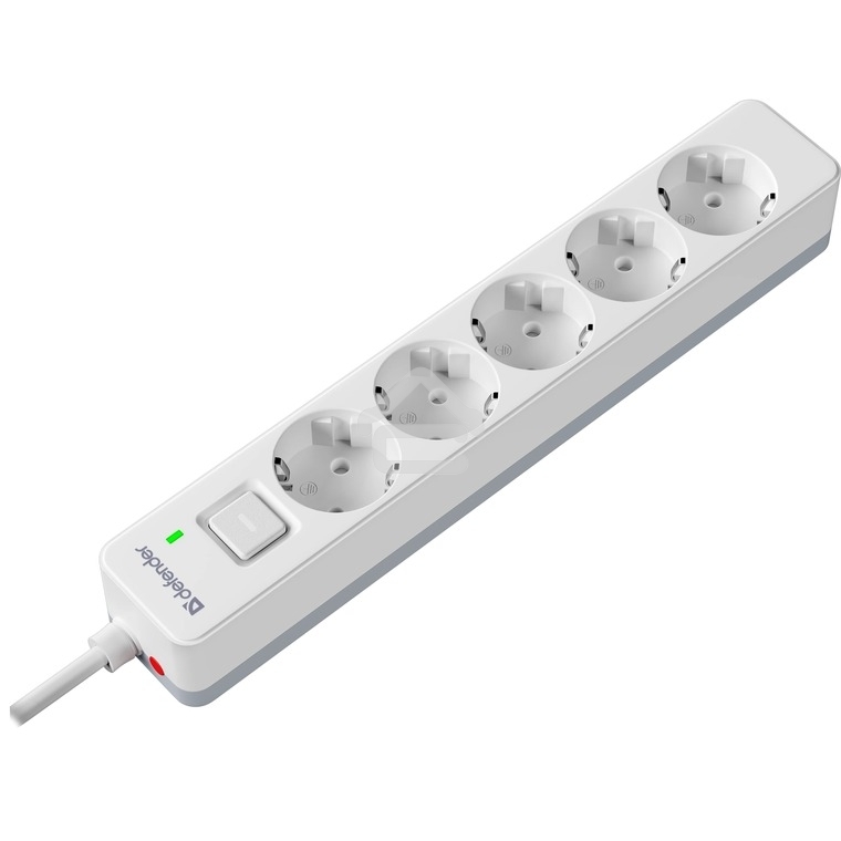 Удлинитель с сетевым фильтром Defender DFS 131, белый, 5 розеток, 1.5 м.
