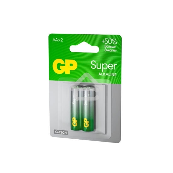 Алкалиновые батарейки GP Super Alkaline G-Tech 15А АA - 2 шт. на блистере
