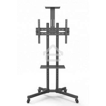 Мобильная стойка Wize Pro M55 для дисплеев 32 65, Max VESA 600x400 мм, высота 180 см, вертикальная регулировка, регулируемая полка для медиаплеера, полка для камеры ВКС, до 50 кг, черный