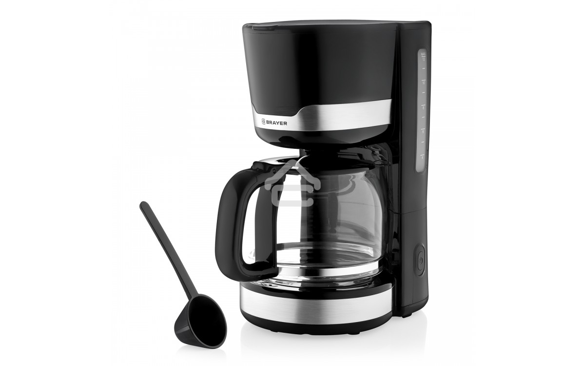 Кофеварка капельная BRAYER BR1120 черный, исп. кофе - молотый, 1.5 л, 1000 Вт.