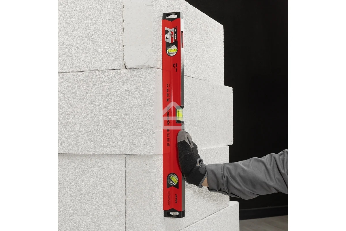 Уровень Matrix алюминиевый, 600 мм, фрезерованный, 3 глазка (1 зеркальный), усиленный