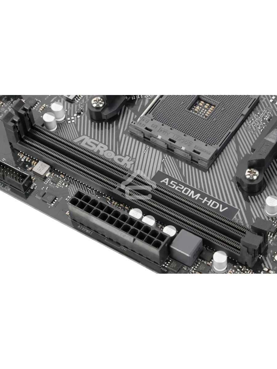 Материнская плата ASRock A520M-HDV, AM4, AMD A520, 2xDDR4, 4xSATA, 1xM.2, 1xPCIe 3.0 x16, 1xPCIe 3.0 x1, 1xDVI-D, 1xHDMI, 1xVGA, 1x 1Gb LAN, 3x3.5 мм, 7.1, mATX