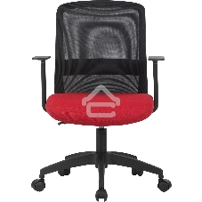 Кресло компьютерное Cactus CS-MC333-BKRD черный, сиденье темно-красный, сетка/ткань, низк.спин. крестов. пластик, пластик черный