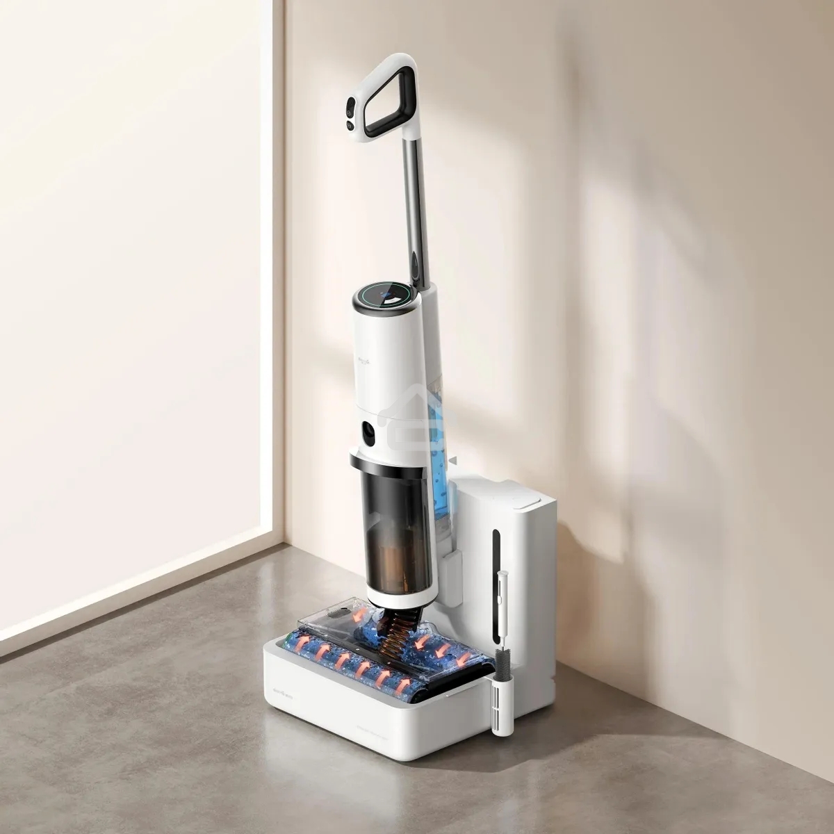 Пылесос моющий Deerma DEM-VX910W белый/черный, питание от аккумулятора, 230 Вт, уборка влажная/сухая, пылесборник 0.7 л, работа от АКБ max - 45 мин