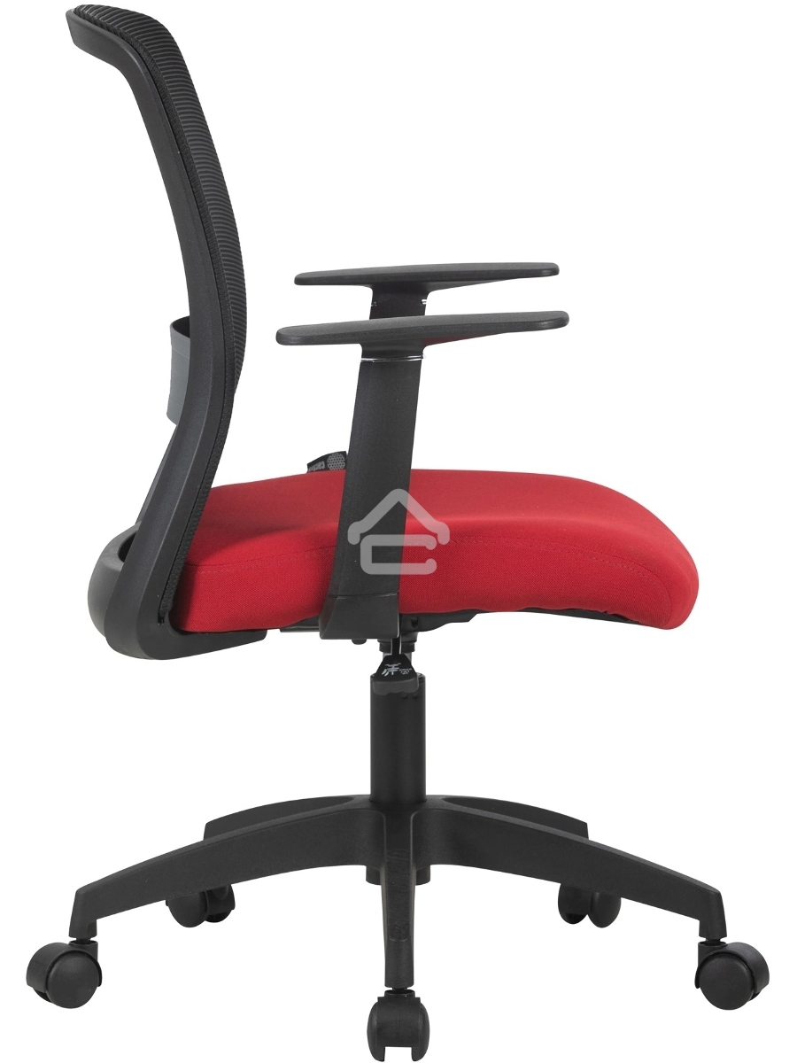 Кресло компьютерное Cactus CS-MC333-BKRD черный, сиденье темно-красный, сетка/ткань, низк.спин. крестов. пластик, пластик черный