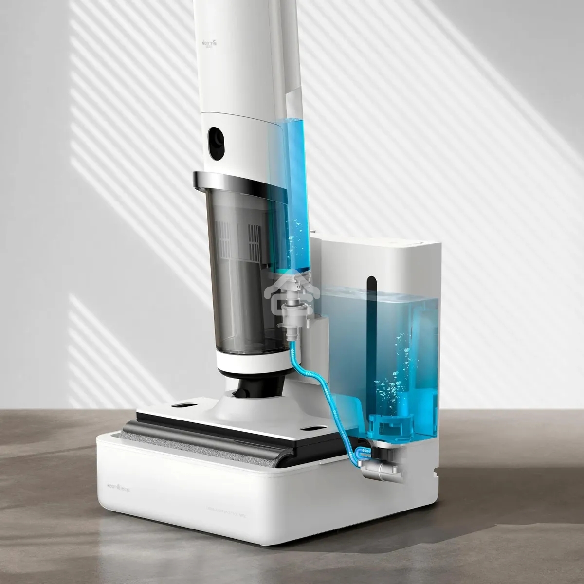 Пылесос моющий Deerma DEM-VX910W белый/черный, питание от аккумулятора, 230 Вт, уборка влажная/сухая, пылесборник 0.7 л, работа от АКБ max - 45 мин