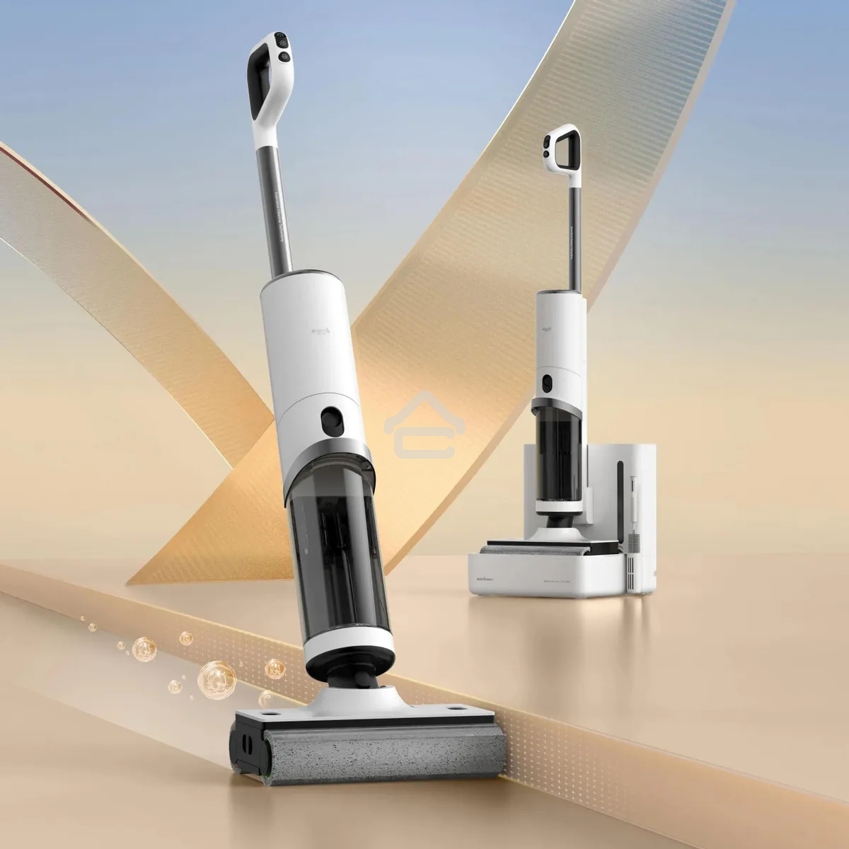 Пылесос моющий Deerma DEM-VX910W белый/черный, питание от аккумулятора, 230 Вт, уборка влажная/сухая, пылесборник 0.7 л, работа от АКБ max - 45 мин