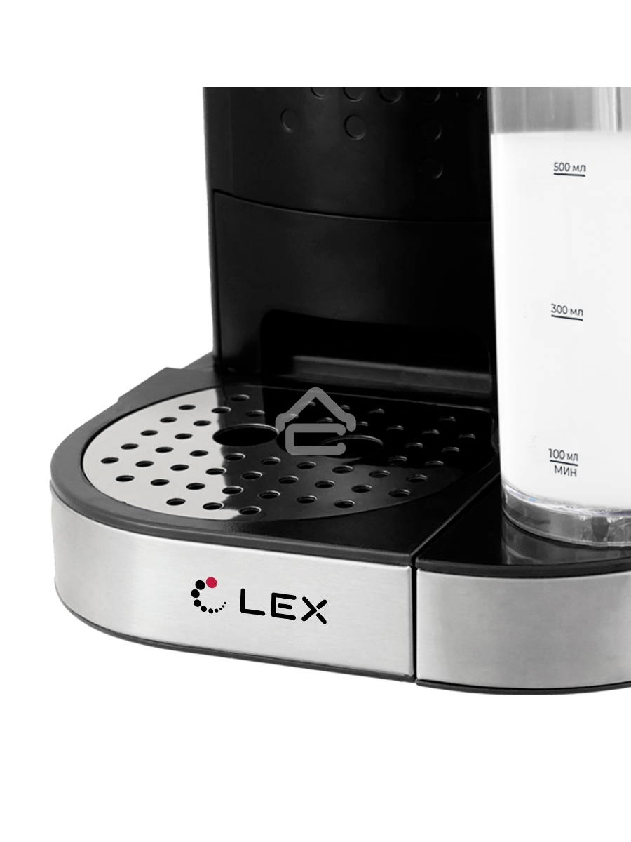 Кофеварка рожковая LEX LXCM 3503-1 черный, молотый 0.7 л, 1500 Вт, 15 Бар
