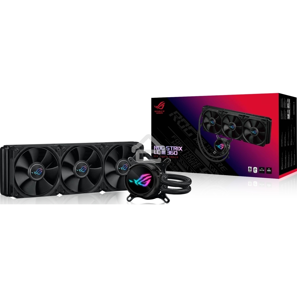 Система жидкостного охлаждения ASUS ROG STRIX LC III 360 черный, 120 мм, алюминий, 2200 об/мин, 36 дБ, 4 pin