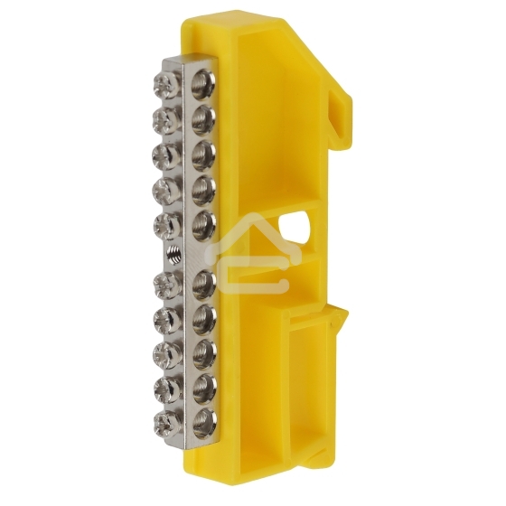 Шина ЭРА NO-222-92-1 PE земля на DIN-изоляторе ШНИ-6х9-10 никелированная Д-желтый