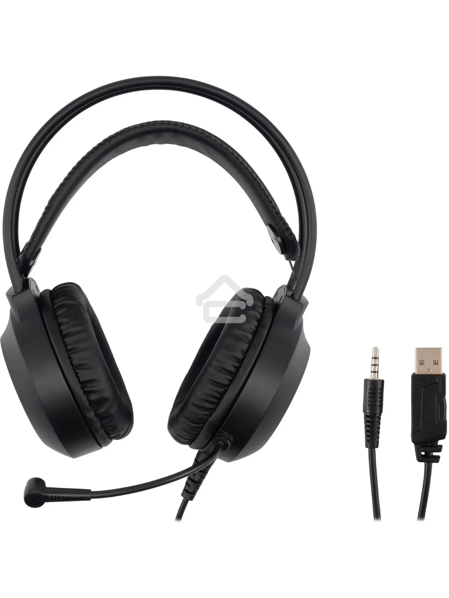 Наушники с микрофоном Оклик HS-L300G Black черный 2.2м мониторные USB оголовье (1796949)