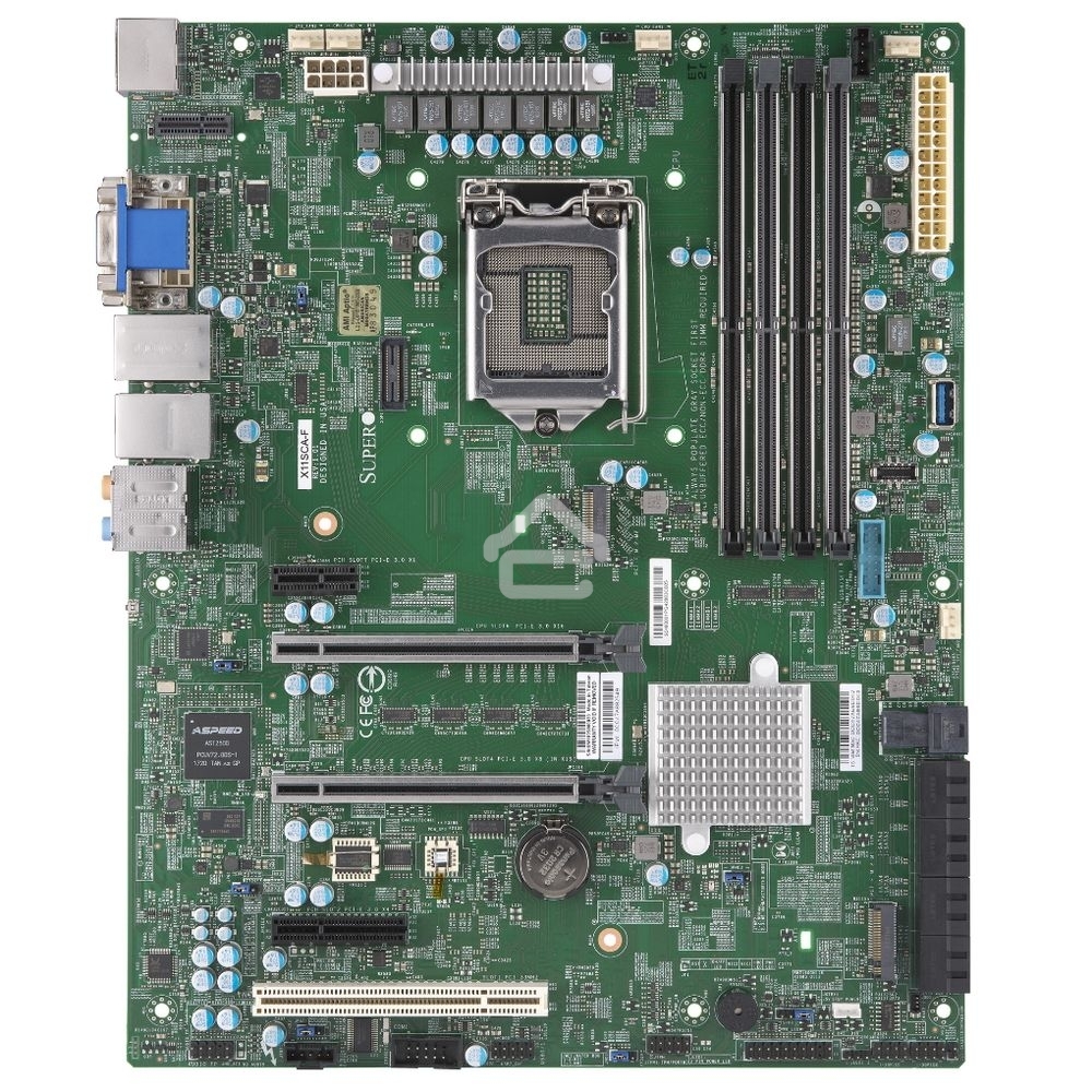 Серверная материнская плата SuperMicro X11SCA-F-B, LGA 1151, Intel C246, 4xDDR4 ECC/non-ECC, 8xSATA, 2xM.2 PCIe, 2xPCIe 3.0 x16, 1xPCIe 3.0 x4, 1xPCIe 3.0 x1, 1xPCI, 1xVGA, 1xDVI-D, 1xDP, 1xHDMI, 2x1Gb LAN, 2xUSB-A 3.2 Gen 1, 1xUSB-A 3.2 Gen 2, 1xUSB-C 3.