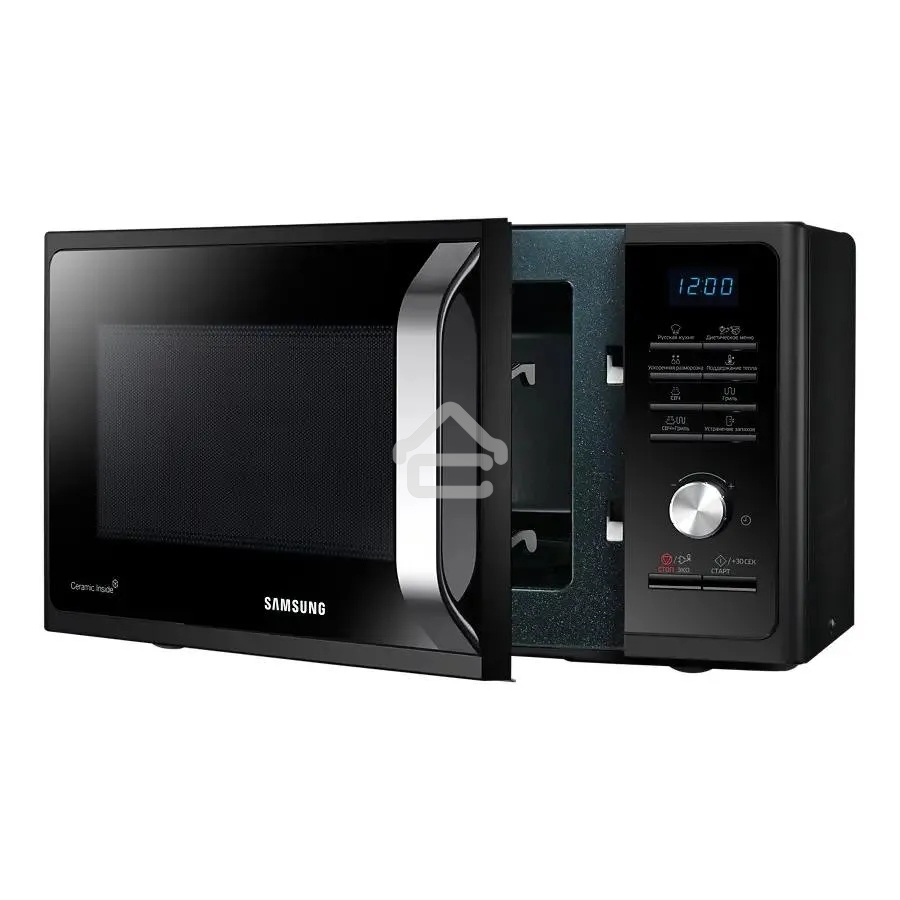 Микроволновая печь Samsung MG23K3515AK/BW черный, 23 л, 800 Вт, переключатели - поворотный механизм/кнопки