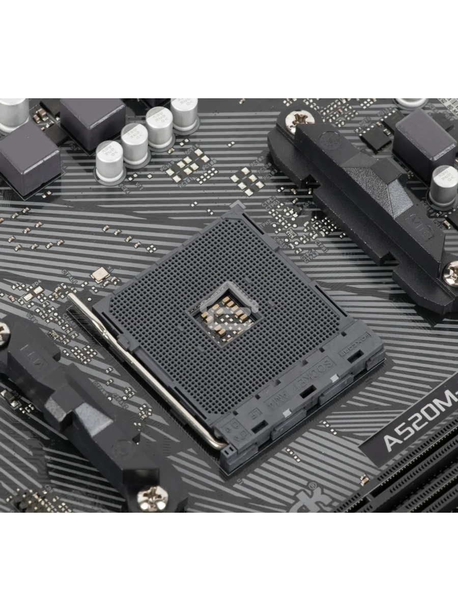 Материнская плата ASRock A520M-HDV, AM4, AMD A520, 2xDDR4, 4xSATA, 1xM.2, 1xPCIe 3.0 x16, 1xPCIe 3.0 x1, 1xDVI-D, 1xHDMI, 1xVGA, 1x 1Gb LAN, 3x3.5 мм, 7.1, mATX